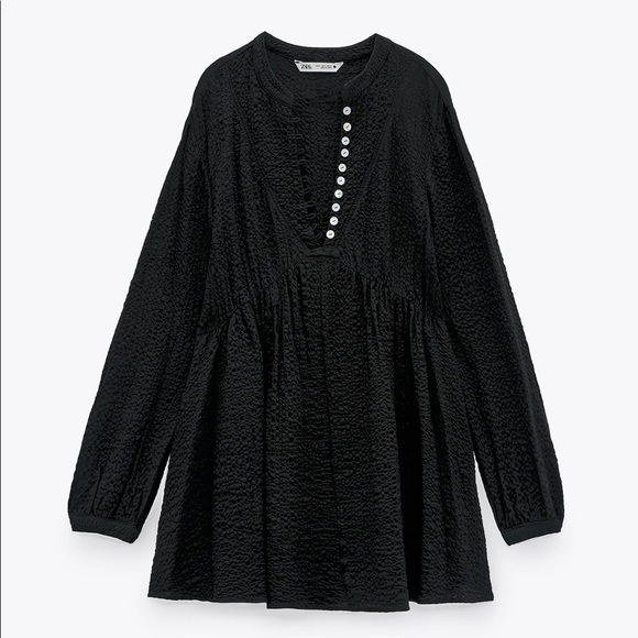 Zara Black Textured Wave Mini Dress - Picture 4 of 9